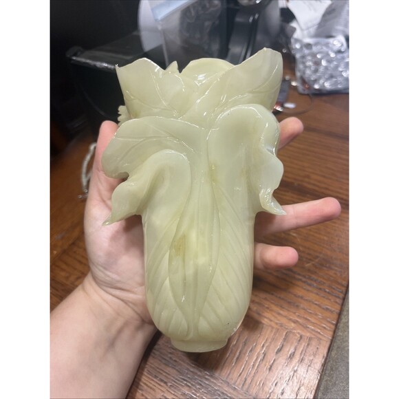 Light Green Jadeite Carved Napa Cabbage - Picture 1 of 5